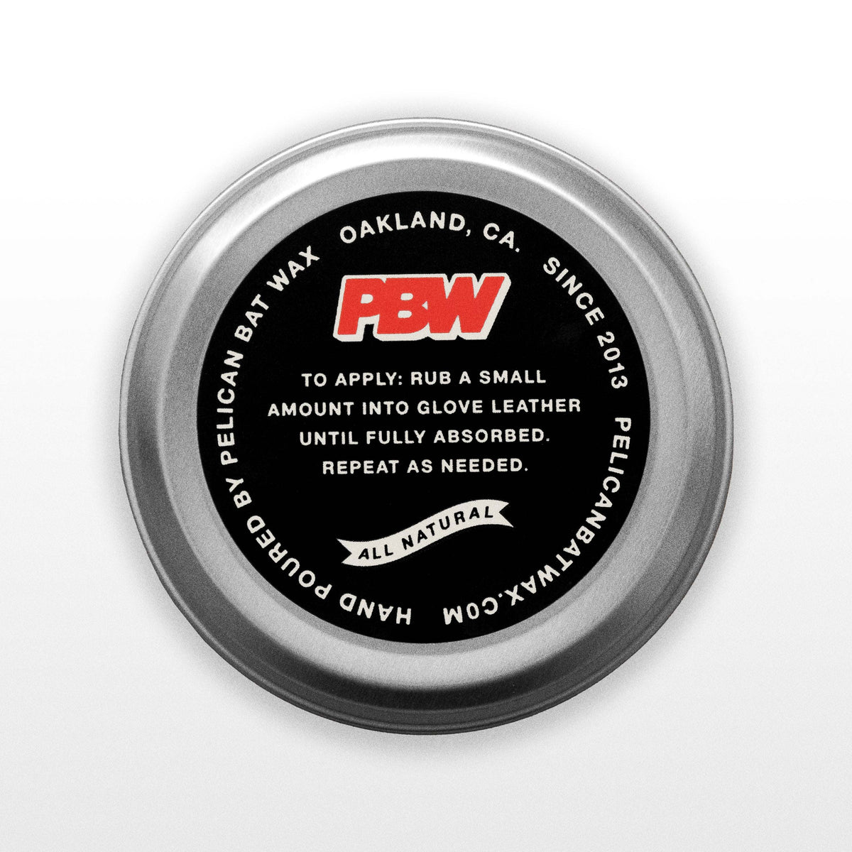 Glove Rub Leather Conditioner Back Label - Pelican Bat Wax